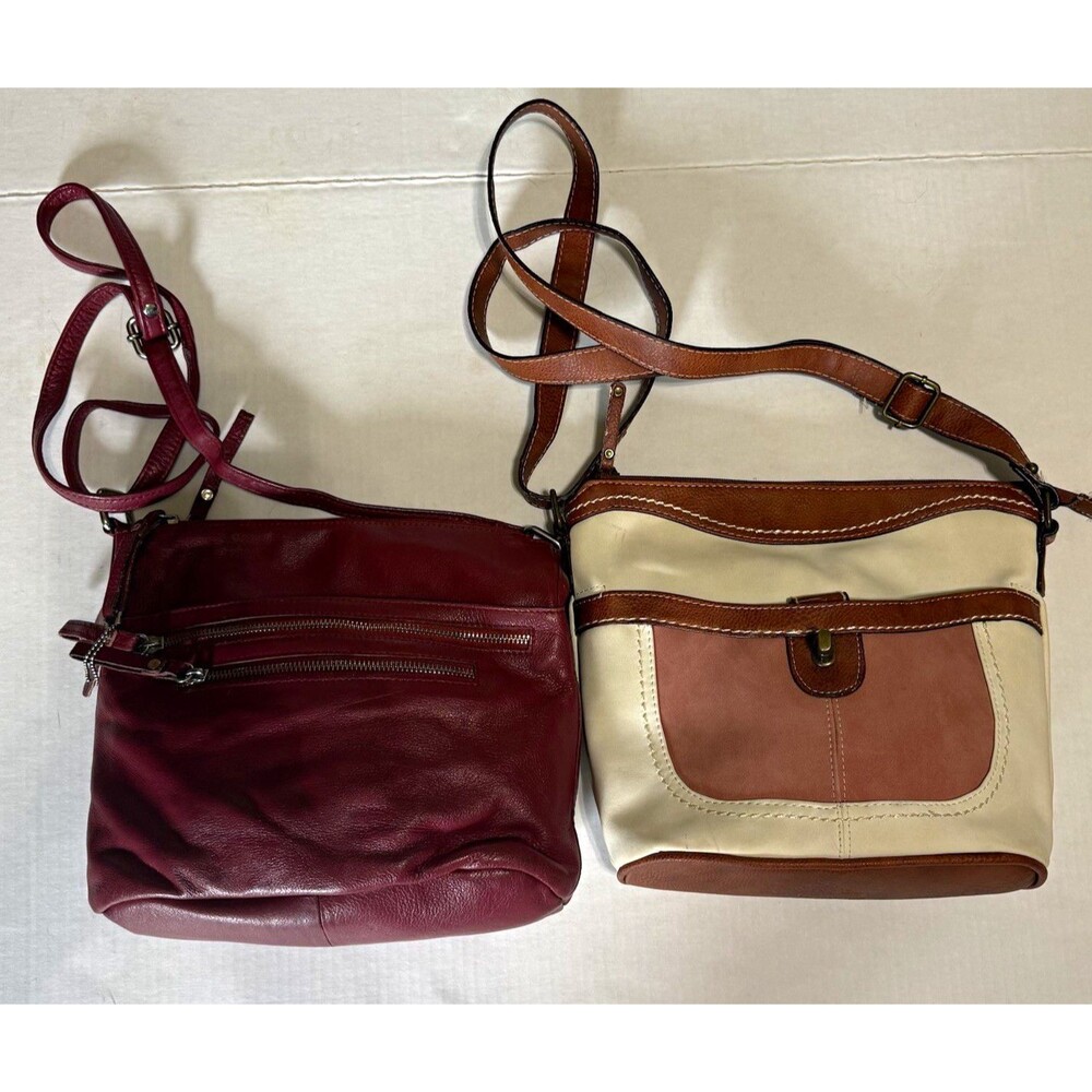 Women’s Crossbody Bags Lot Burgundy Leather boc Cream Brown Color-block